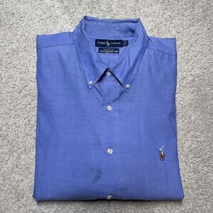 Ralph Lauren Yarmouth Shirt Men's 17.5-35 Button Up Blue Cotton Pinpoint Oxford